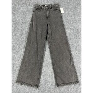 Good American Jeans Womens 6 Black Charcoal Wide Leg‎ High Rise Denim GS0409B